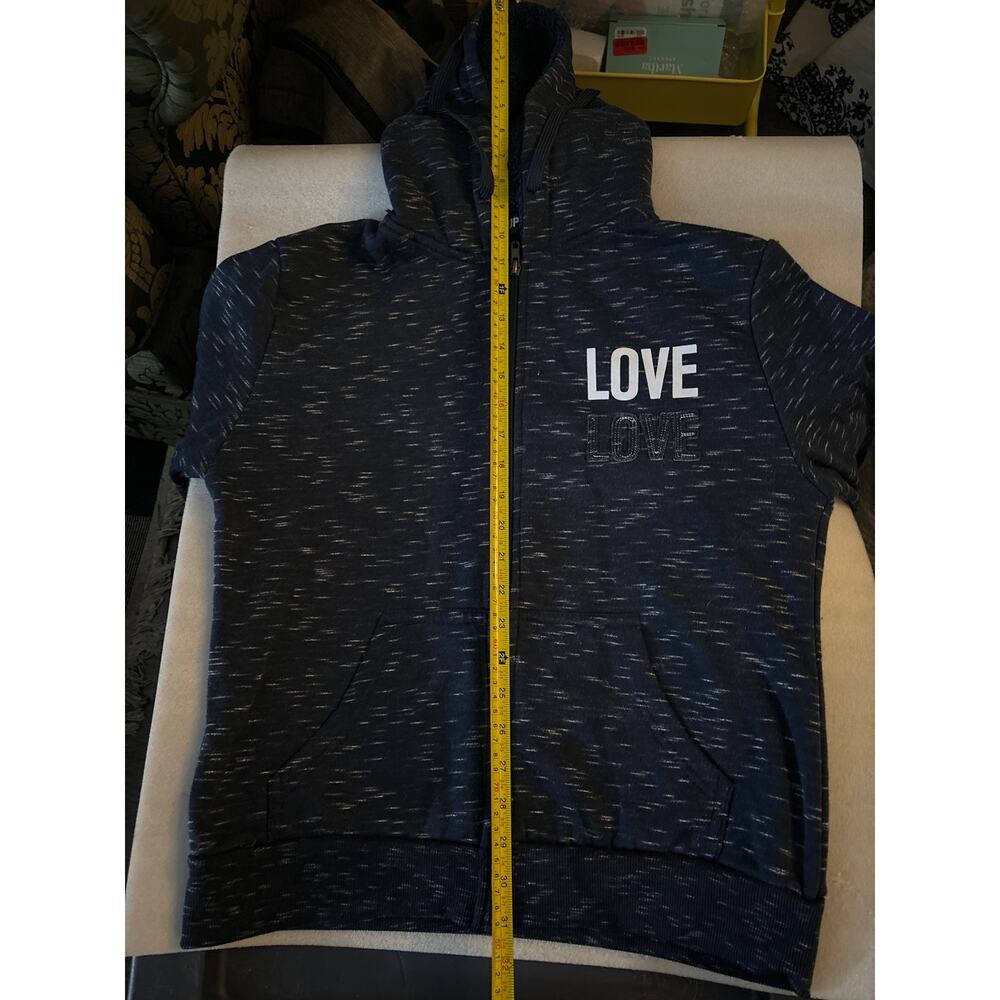 Supernova Love Hoodie Blue/ White L Zip Tie Comfy Cozycore Preppy Lounge Urban - Picture 10 of 11